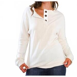 NEW AND THE WHY thermal henley top in cream